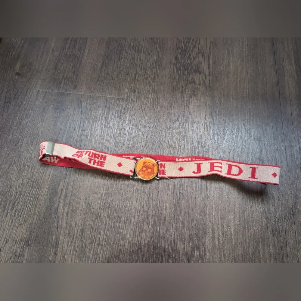 Return Of The Jedi Star Wars Vtg 1983 LEE Stretch Belt Wicket The Ewok Red Tan